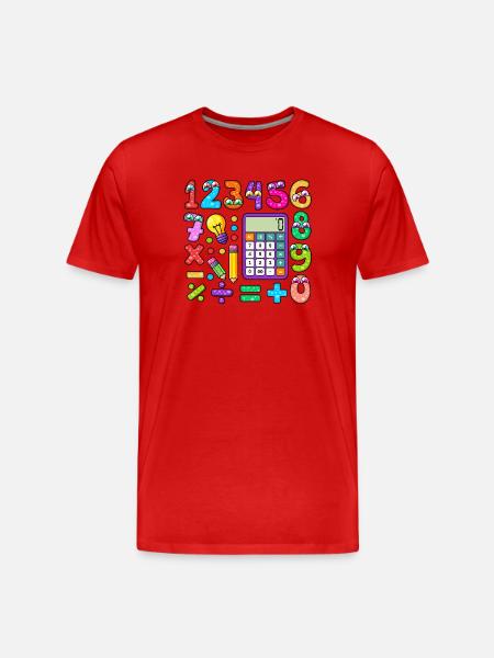 Playful Math Numbers Clipart - Men's Premium Organic T-Shirt - red