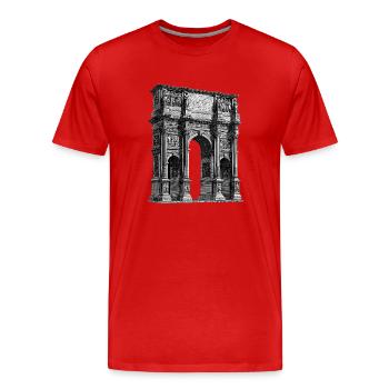 Römischer Triumphbogen – Antiker Stich - Männer Premium Bio T-Shirt - Rot - Vorne - Damien (186cm)