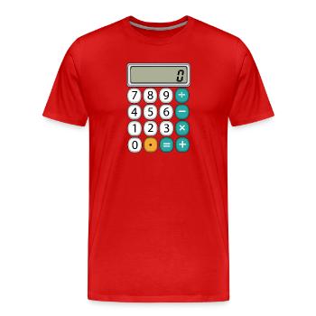 Nombre Jour Math Rétro Calculatrice Affichage - T-shirt bio Premium Homme - rouge - Devant - Damien (186cm)