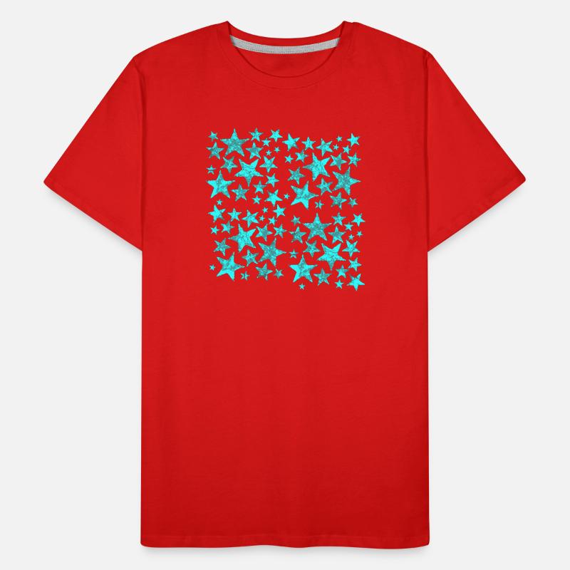 Turquoise Star Pattern Men's Premium Organic T-Shirt