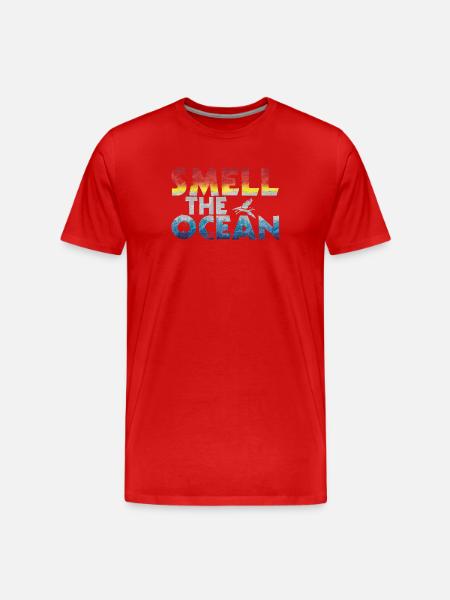 Smell the Sea - Gradient Font - Men's Premium Organic T-Shirt - red