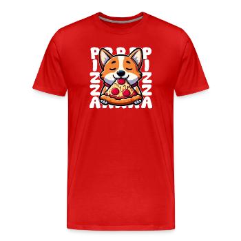 Corgi Pizza Genuss - Männer Premium Bio T-Shirt - Rot - Vorne - Damien (186cm)