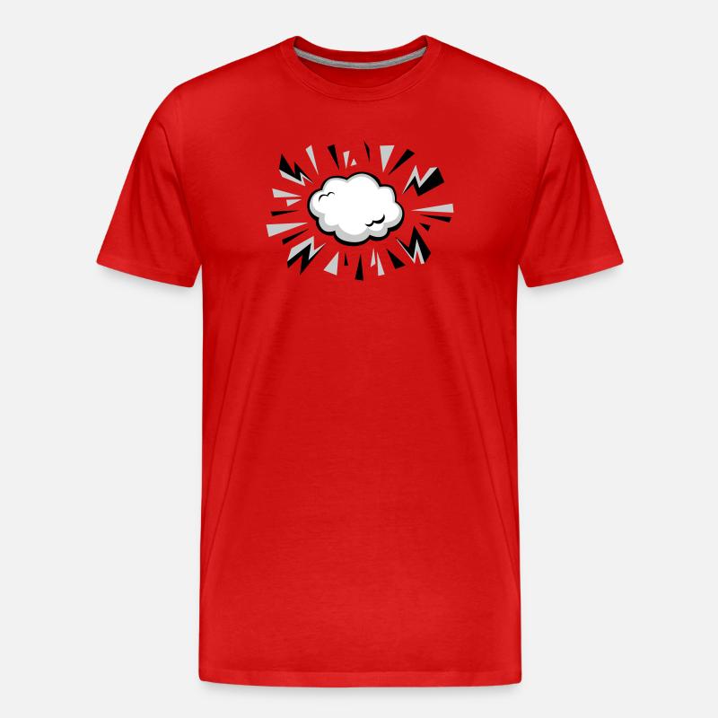 Comic Wolke mit Blitzen - Männer Premium Bio T-Shirt - Rot