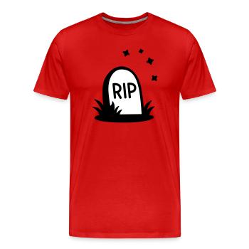 RIP Halloween Grabstein Silhouette - Männer Premium Bio T-Shirt - Rot - Vorne - Damien (186cm)