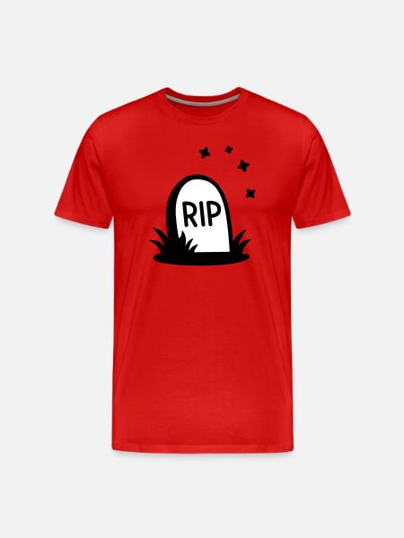 RIP Halloween Grabstein Silhouette - Männer Premium Bio T-Shirt - Rot