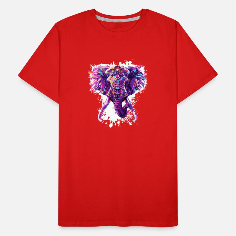 Colorful Elephant Head Neon Splash Men's Premium Organic T-Shirt