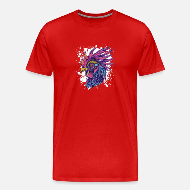 Hahn Splatter Tier - Männer Premium Bio T-Shirt - Rot