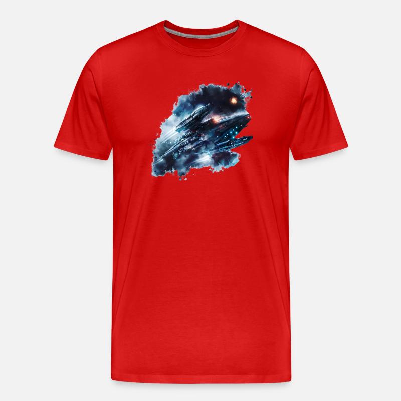 Nebelstern Raumjäger, SciFi-Ufo - Männer Premium Bio T-Shirt - Rot