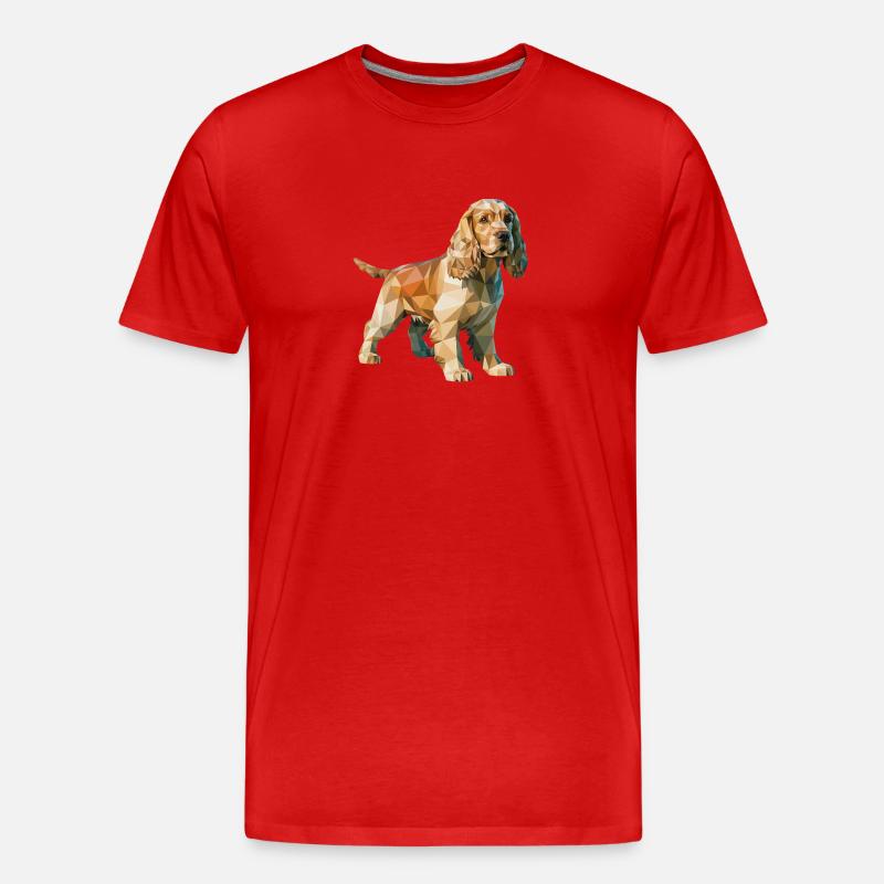 Cocker Spaniel - Cooles Low-Poly-Logo - Männer Premium Bio T-Shirt - Rot