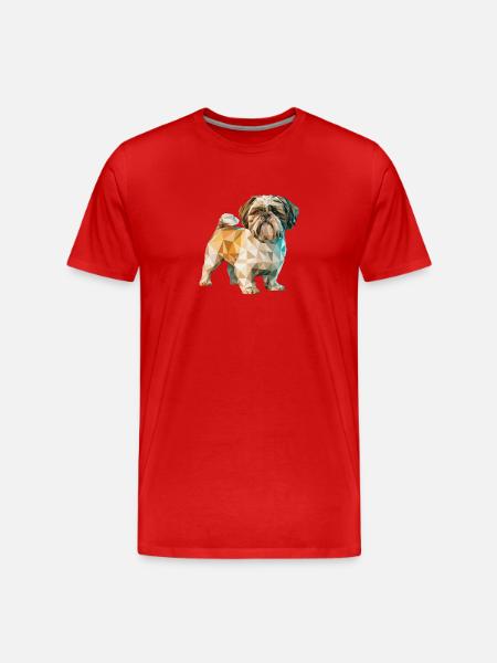 Shih Tzu - Cool Low Poly Logo - Men's Premium Organic T-Shirt - red