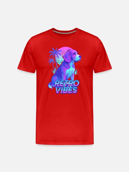 Retro Beagle Dog Vibes - Men's Premium Organic T-Shirt - red