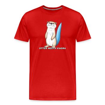 La loutre rencontre le Viagra - T-shirt bio Premium Homme - rouge - Devant - Damien (186cm)