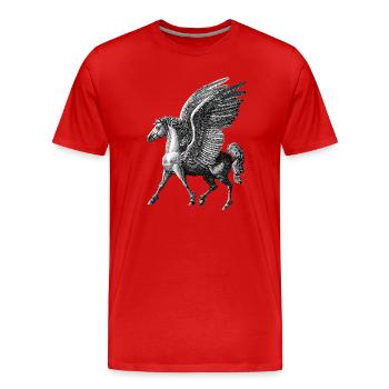 Winged Pegasus – Mythological Engraving - Men's Premium Organic T-Shirt - red - Front - Damien (186cm)