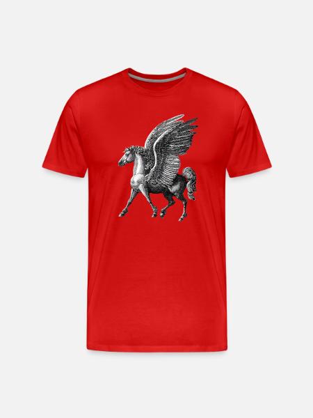 Winged Pegasus – Mythological Engraving - Men's Premium Organic T-Shirt - red