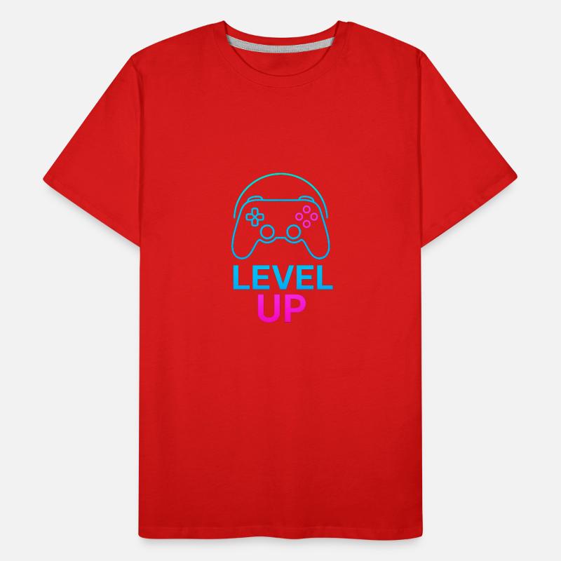 Level Up Neon Controller Grafik Männer Premium Bio T-Shirt