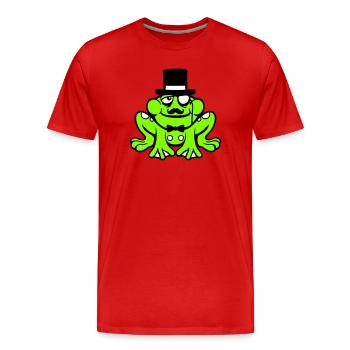 Mr Frosch Sir Herr reich Monokel Brille Zylinder - Männer Premium Bio T-Shirt - Rot - Vorne - Damien (186cm)