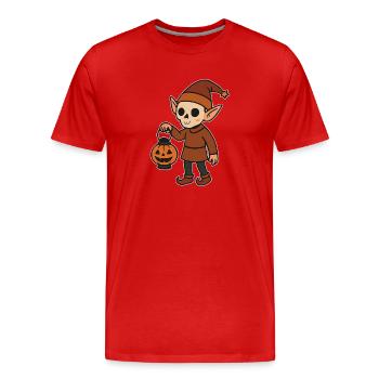 Gnome Lanterne d’Halloween - T-shirt bio Premium Homme - rouge - Devant - Damien (186cm)