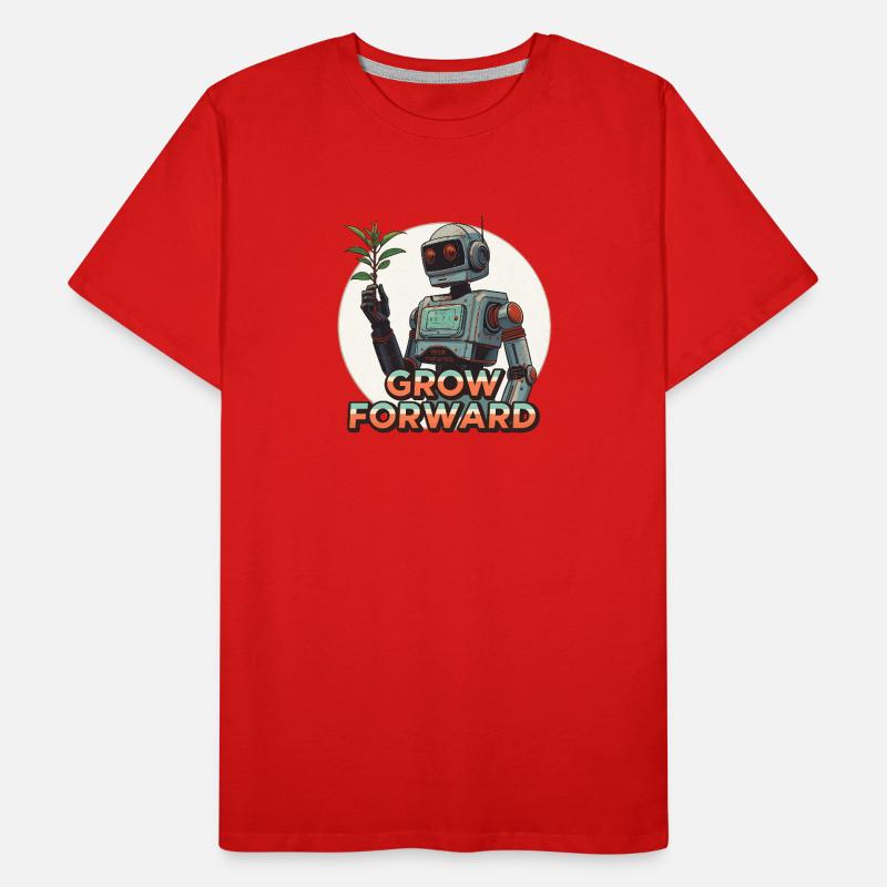 Grow Forward – Retro Sci-Fi Robot Männer Premium Bio T-Shirt