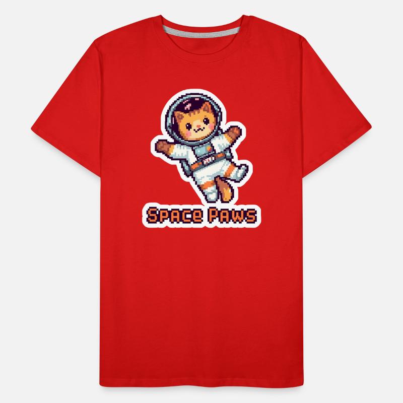 Space Paws – Pixel Cat Astronaut Sticker Männer Premium Bio T-Shirt