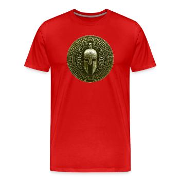 Casque Spartiate Mythologie Gladiateur - T-shirt bio Premium Homme - rouge - Devant - Damien (186cm)