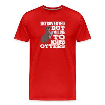 Sea Otter Cartoon Introvert - Men's Premium Organic T-Shirt - red - Front - Damien (186cm)