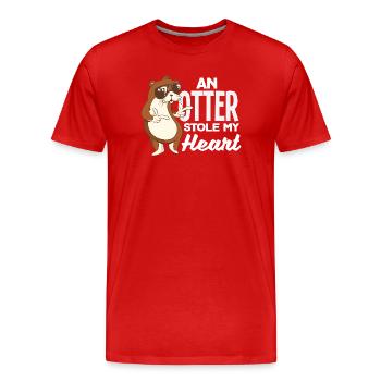Seeotter Stoly My Heart - Männer Premium Bio T-Shirt - Rot - Vorne - Damien (186cm)