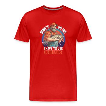 Angler saying with fish - Men's Premium Organic T-Shirt - red - Front - Damien (186cm)