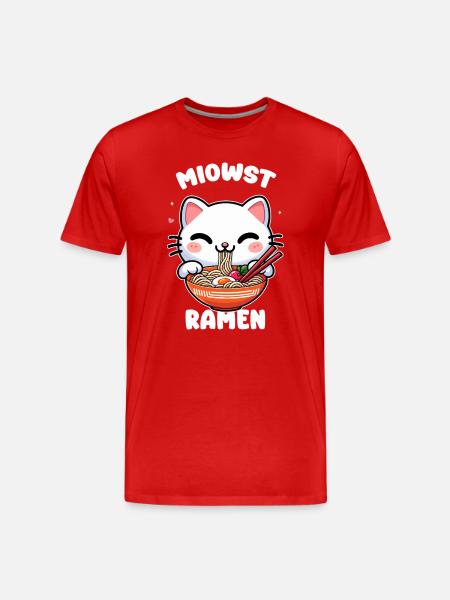 Kawaii cat ramen in bowl - Men's Premium Organic T-Shirt - red