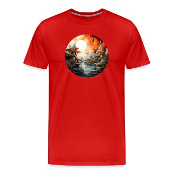 Forteresses de paysage de lune orange - T-shirt bio Premium Homme - rouge - Devant - Damien (186cm)