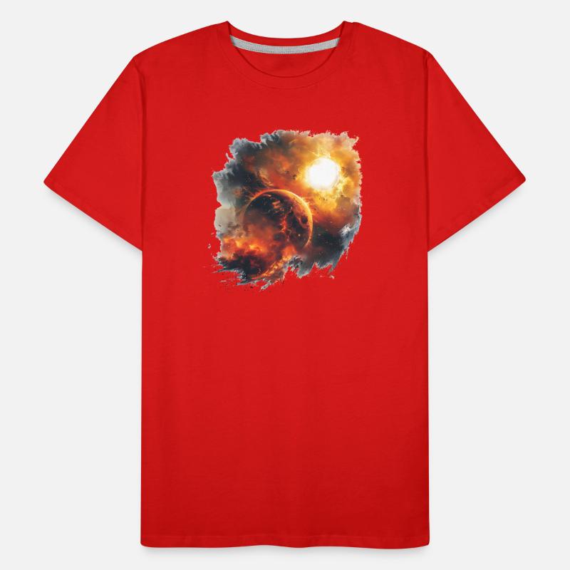 Tempête de feu du cosmos planétaire T-shirt bio Premium Homme