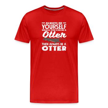 Sea Otter Cartoon Gift - Men's Premium Organic T-Shirt - red - Front - Damien (186cm)