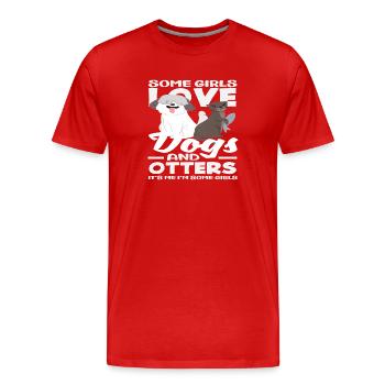 Lustige Seeotter-hunde - Männer Premium Bio T-Shirt - Rot - Vorne - Damien (186cm)