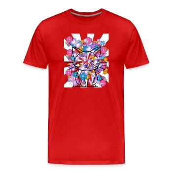 Chat Rétro Enfants Années 60 - T-shirt bio Premium Homme - rouge - Devant - Damien (186cm)