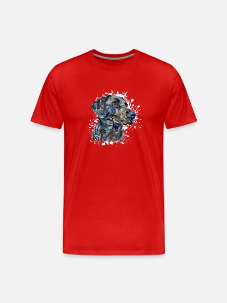 Aquarelle Chien Portrait Bleu - T-shirt bio Premium Homme - rouge