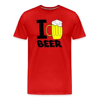 Croquis de chope de chope de bière jaune - T-shirt bio Premium Homme - rouge - Devant - Damien (186cm)