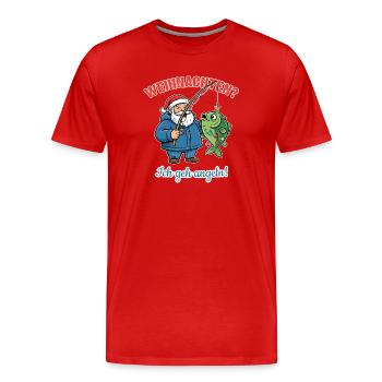Noël des pêcheurs ? Je vais à la pêche ! Père Noël Witz - T-shirt bio Premium Homme - rouge - Devant - Damien (186cm)