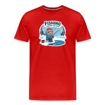 Fishing Through The Snow Eisfischen Winter Angeln - Männer Premium Bio T-Shirt - Rot - Vorne - Damien (186cm)