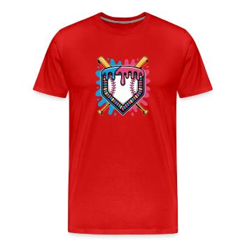 Baseball Home Plate Bats Farbsplash - Männer Premium Bio T-Shirt - Rot - Vorne - Damien (186cm)