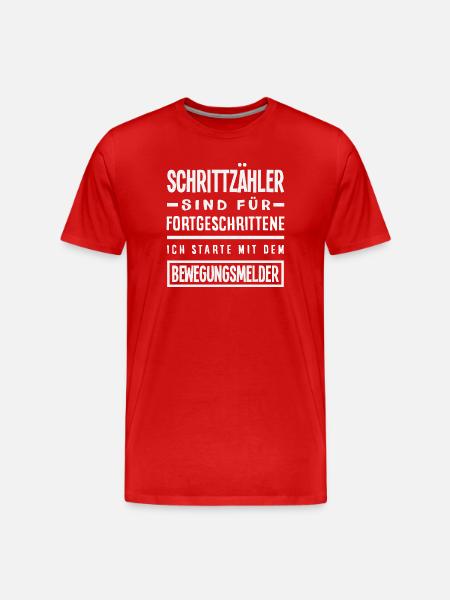 Schrittzähler? Ich nutze den Bewegungsmelder - Männer Premium Bio T-Shirt - Rot