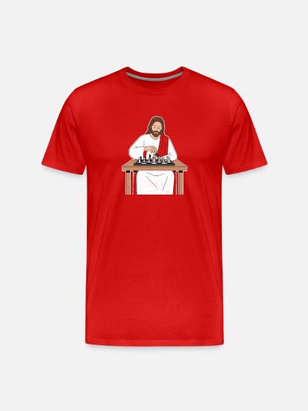 Holy Train in Chess / Jesus Chess - Men's Premium Organic T-Shirt - red