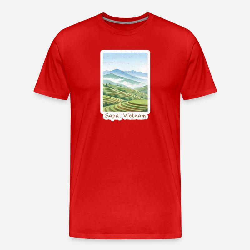 Sapa Terrassenlandschaft - Männer Premium Bio T-Shirt - Rot