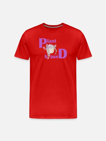 Plant Based – Pink Design Potted Plant - Men's Premium Organic T-Shirt - red