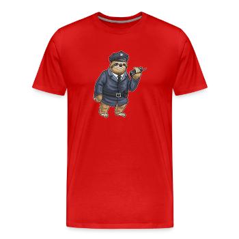 Faultier Polizist Mikrofon Polizei - Männer Premium Bio T-Shirt - Rot - Vorne - Damien (186cm)