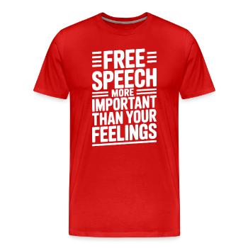 Meinungsfreiheit wichtiger als Gefühle - Männer Premium Bio T-Shirt - Rot - Vorne - Damien (186cm)