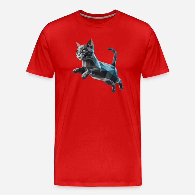 Kätzchen - Cooles Low-Poly-Logo - Männer Premium Bio T-Shirt - Rot