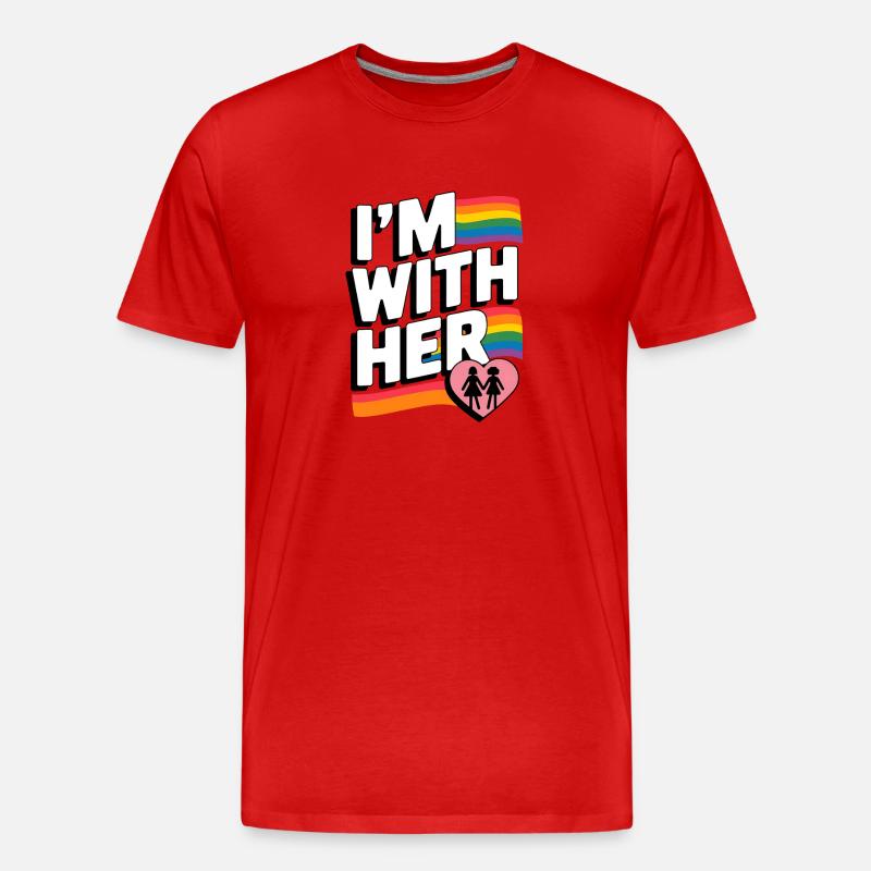 ICH BIN BEI IHR Pride Regenbogen - Männer Premium Bio T-Shirt - Rot