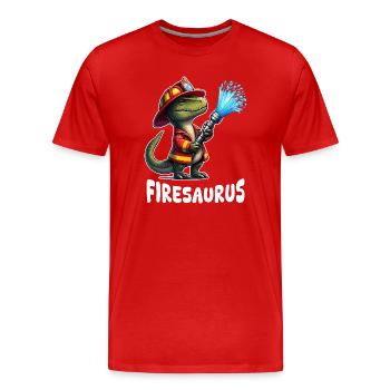 Firesaurus Pompier Mascotte - T-shirt bio Premium Homme - rouge - Devant - Damien (186cm)