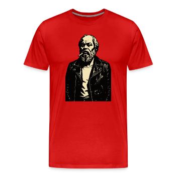 Socrate Grèce antique Philosophe Noir Portrait - T-shirt bio Premium Homme - rouge - Devant - Damien (186cm)