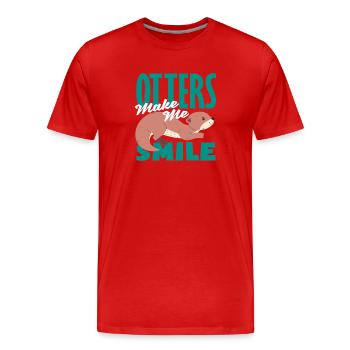 Seeotter Cartoon Make Me Smile - Männer Premium Bio T-Shirt - Rot - Vorne - Damien (186cm)