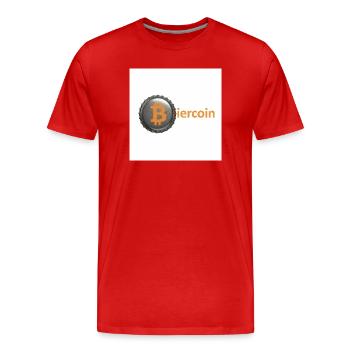 BierCoin Bitcoin Logo - Men's Premium Organic T-Shirt - red - Front - Damien (186cm)